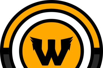 Готовый круглый геймерский логотип с крылатой буквой W